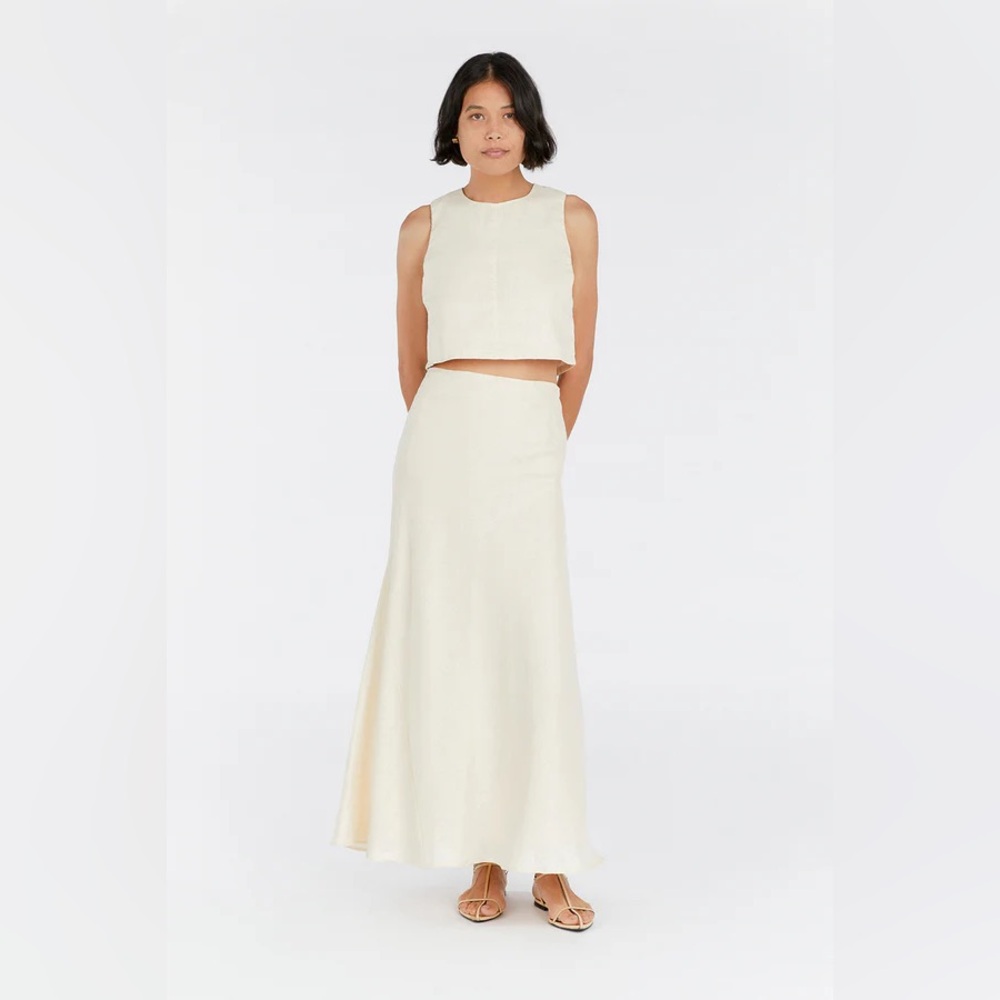 DISSH SYRAH BUTTERMILK LINEN MIDI SKIRT Size 2
